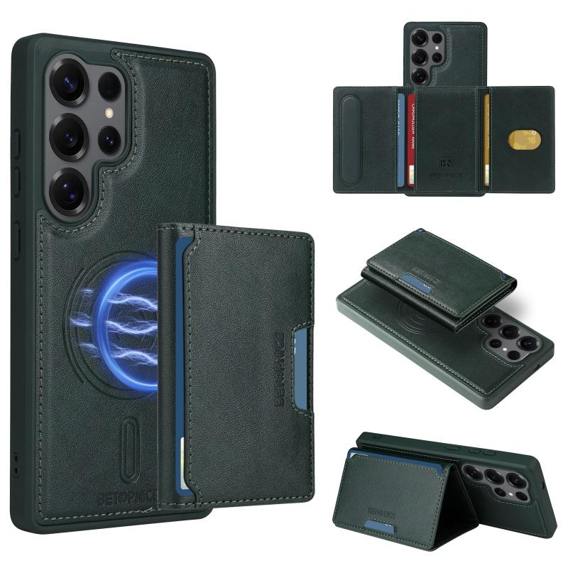 Geteilte Magnetische Kabellose Lade Leder Geldbörse Karten Handyhülle für Samsung Galaxy S25 Edge S24 FE S23 Plus S22 Ultra S21 Hülle