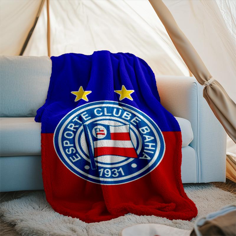1 Stück Esporte Clube Bahia Sportverein Emblem Aufgedruckte Weiche Flanelldecke Überwurf für Schlafzimmer Wohnzimmer Sofa Camping Fan Geschenke Weihnachtsgeschenke