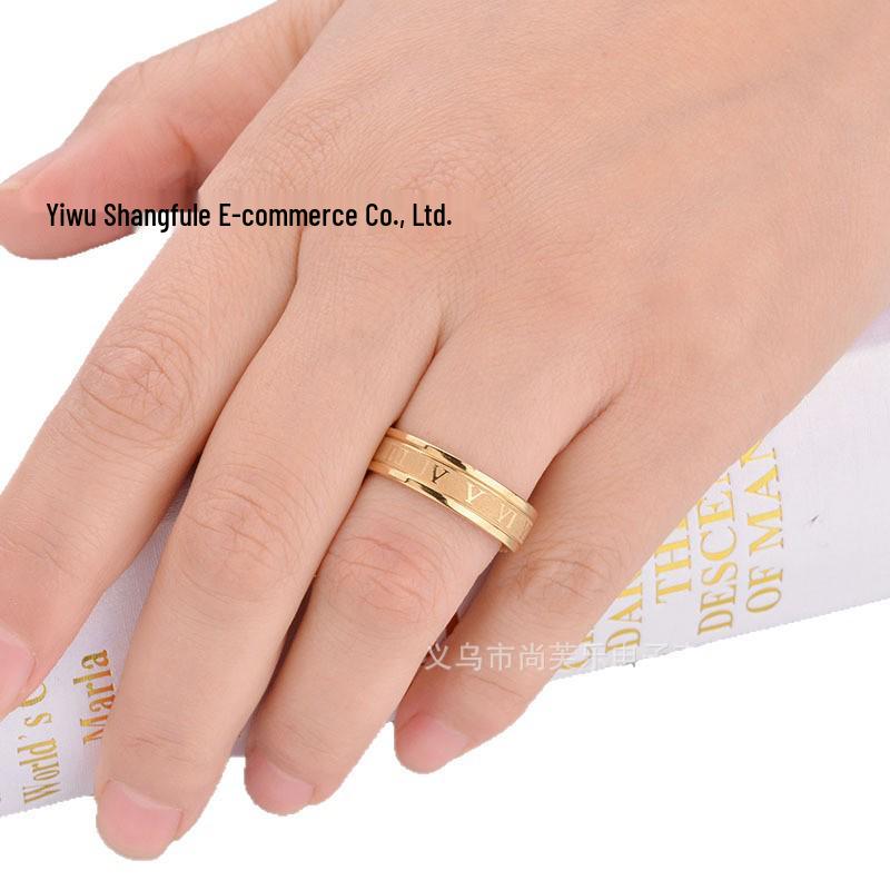 Punk Roman Numeral Stainless Steel Ring - European & American Style