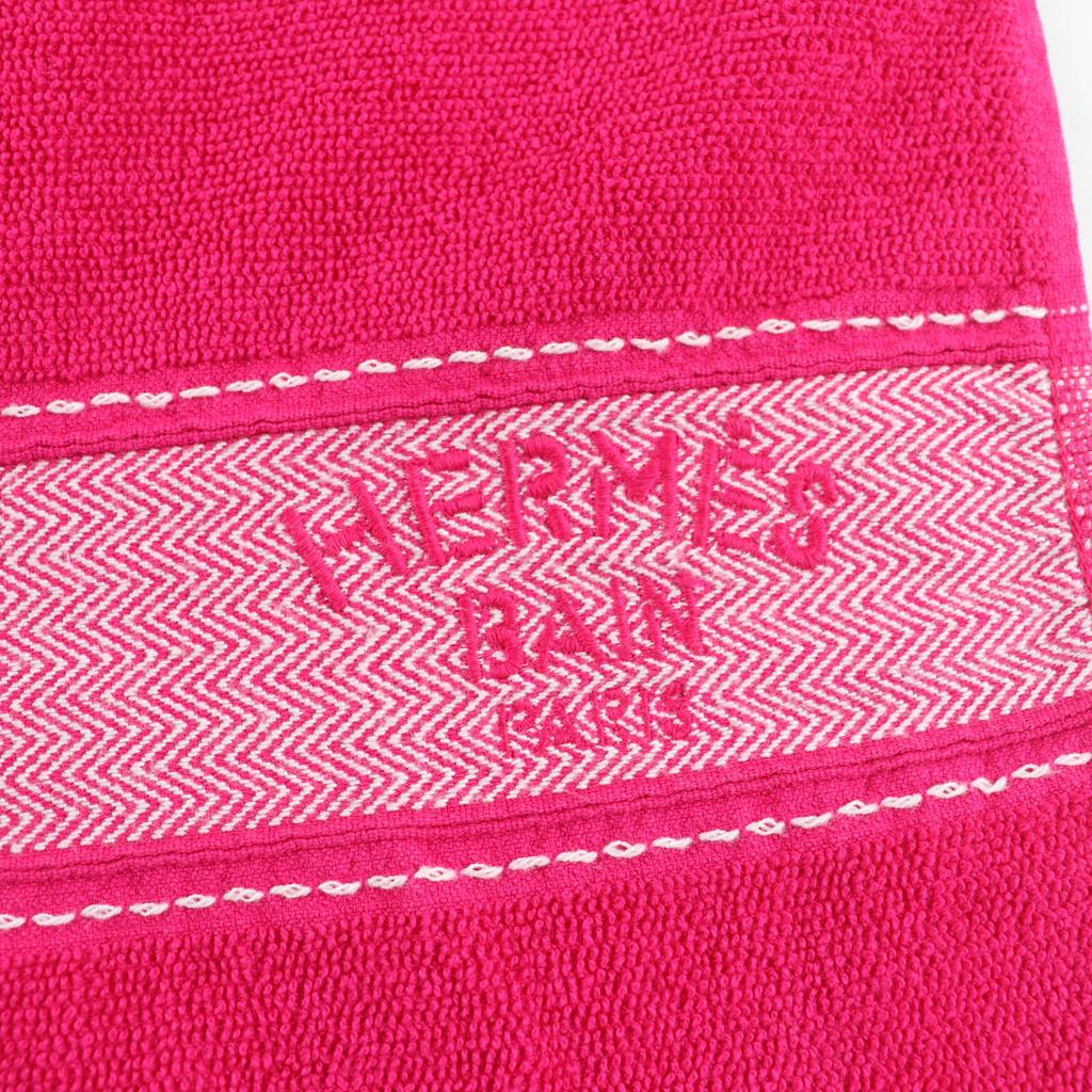 Pristine HERMES towel Beach Towel Yachting PM Large size with fringe pink cotton Used
