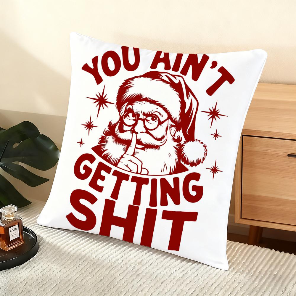 Cushion Cover Silky Short Plush Home Sofa Cushion Cover - Invisible Zipper Home Decoration Christmas Graphic