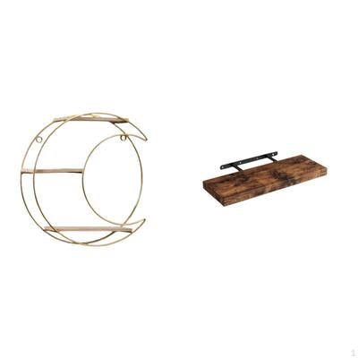 Modern Multifunctional Metal And Wood Wall Shelf Space Saving Decorative Floating Display for