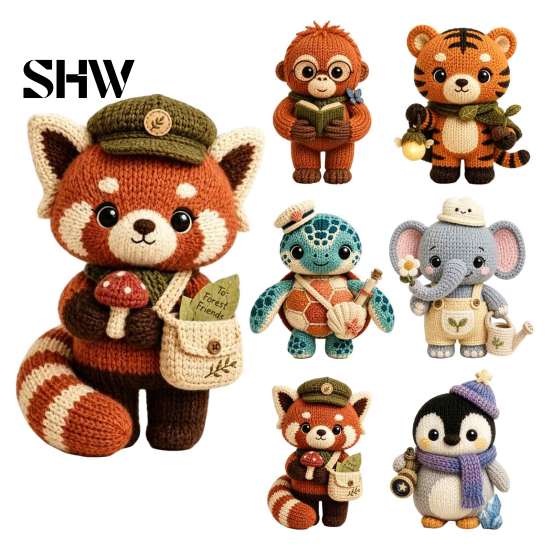 Small Animal Decoration Handmade Knitted Doll for Kids, Soft Crochet Forest Plush Toy, Healing Gift Friends Cute Hand Woven Stuffed Doll, Unique