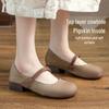 Women's Retro Genuine Leather Mary Jane Shoes - Soft Sole, Lightweight, Flat Bottom, Perfect for Spring and Autumn.