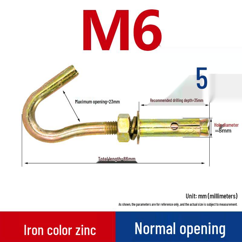 Color-Plated Zinc Expansion Ceiling Hook for Fans and Lights - M6/M8/M10/M12 Bolts