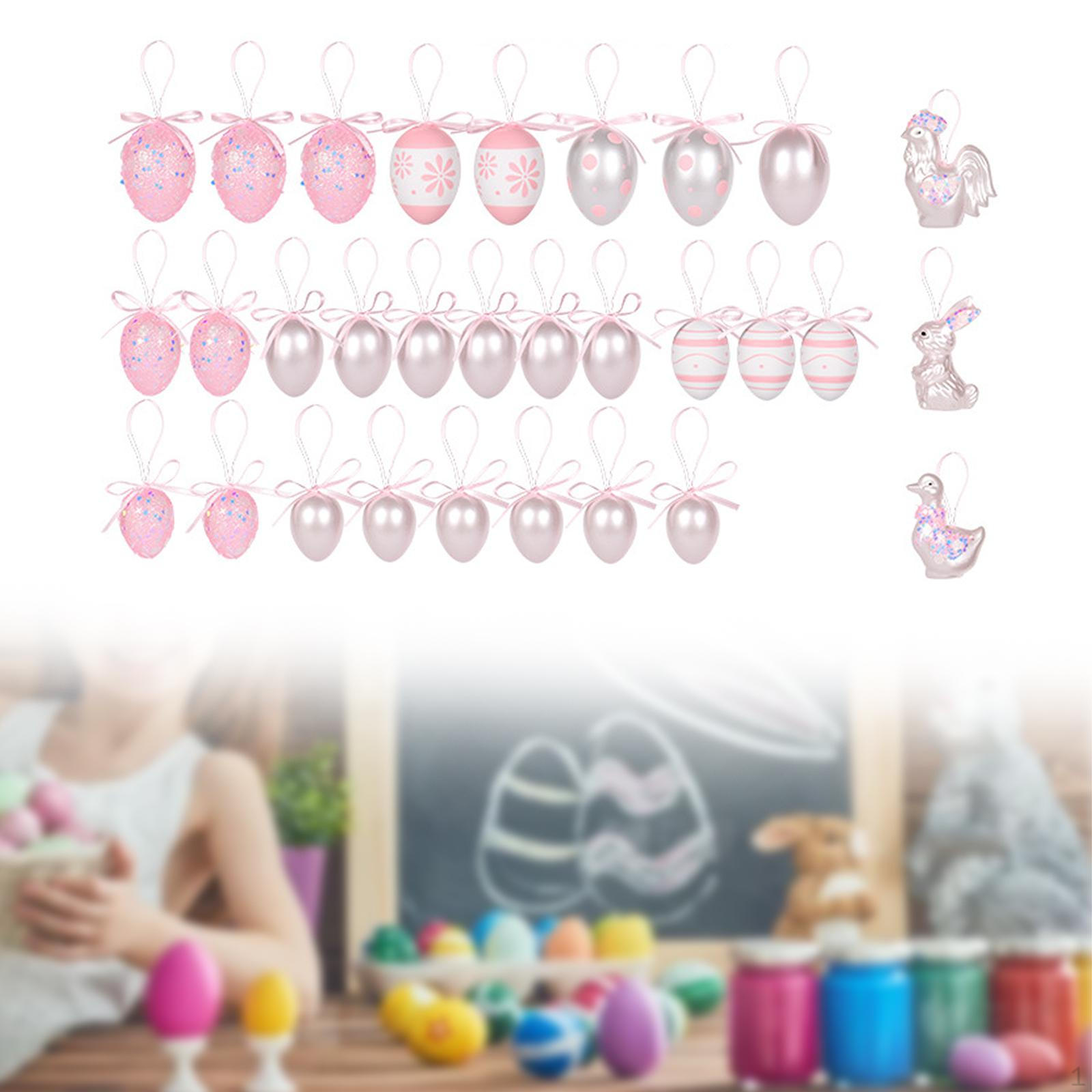 

30 Pieces Easter Hanging Ornaments Party Favors Cute Decorations Pendants for Wall рожевий