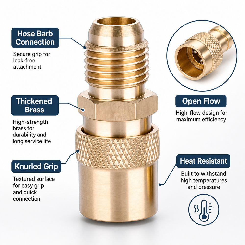 Brass Female Quick Coupling Heat Resistant Hose Barb Coupler  Mold Cooling Systems