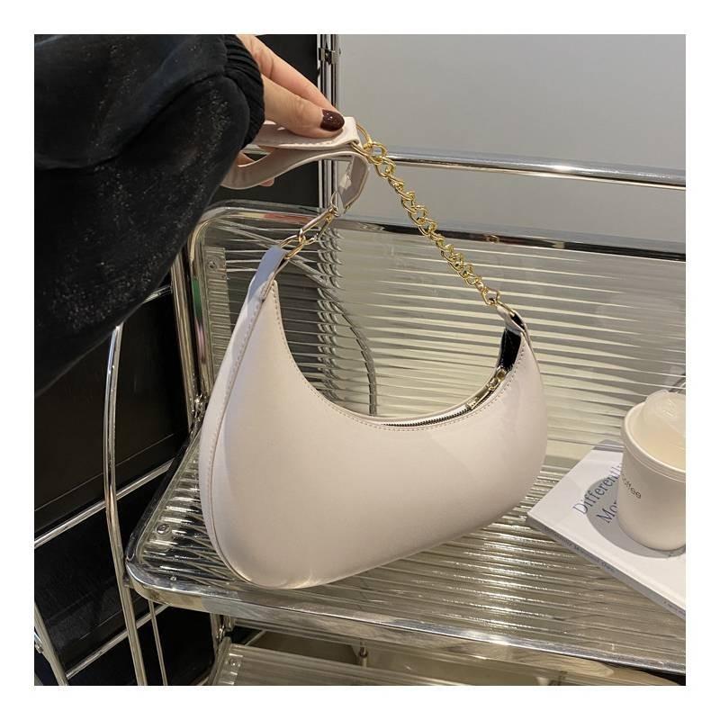 Stylish Mid-sized Crescent Handbag For Women 2024 Simple Urban Pu Leather Bag