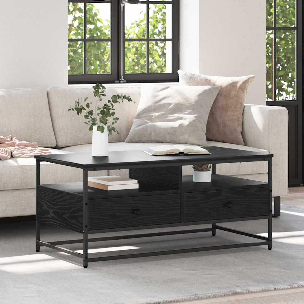 Coffee Table Black Oak Effect 100 X 51 X 45 Cm Engineered Wood