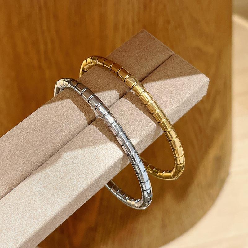 Stainless Steel Bamboo Cuff Bracelets Bangles For Woman Gold Color Wedding Female Luxury Jewelry Gifts