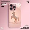 Cute Horse Pattern Pink Metallic Tempered Glass Phone Case For iPhone 11 12 13 14 15 16 17 Pro Max 15 14 Plus 17 Air 16E Cover