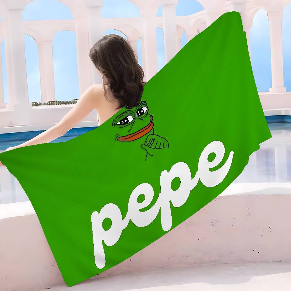 Popular Internet Meme Sad Frog Game Bath Towel Microfiber Soft Water Absorbing Breathable For Girl Kids Decorative Beach Towel