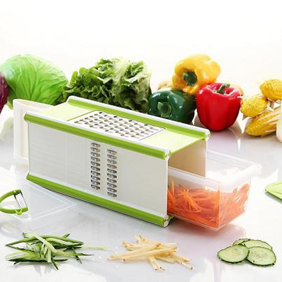 Multifunctional Vegetable Slicer, Cheese Grater For Kitchen, Easy To Clean Stainless Steel Mandoline Slicer With Protective Handguard, Clear