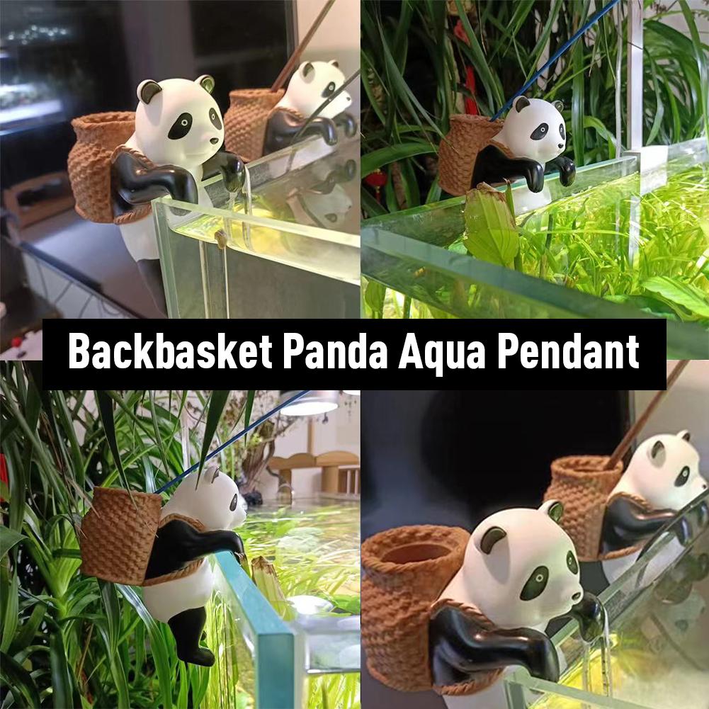 Portable Artificial Ornaments Panda Shaped Resin Crafts Home Decoration Gifts For Aquarium Fish Tank Decorations (7.5 X 13.7 X 15cm)