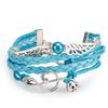 Rockyu Jewelry Popular Brand Bracelet for Women, Leather, Blue, Wings, Angel, Musical Notes, Cute, Stylish, Braided (Blue)
