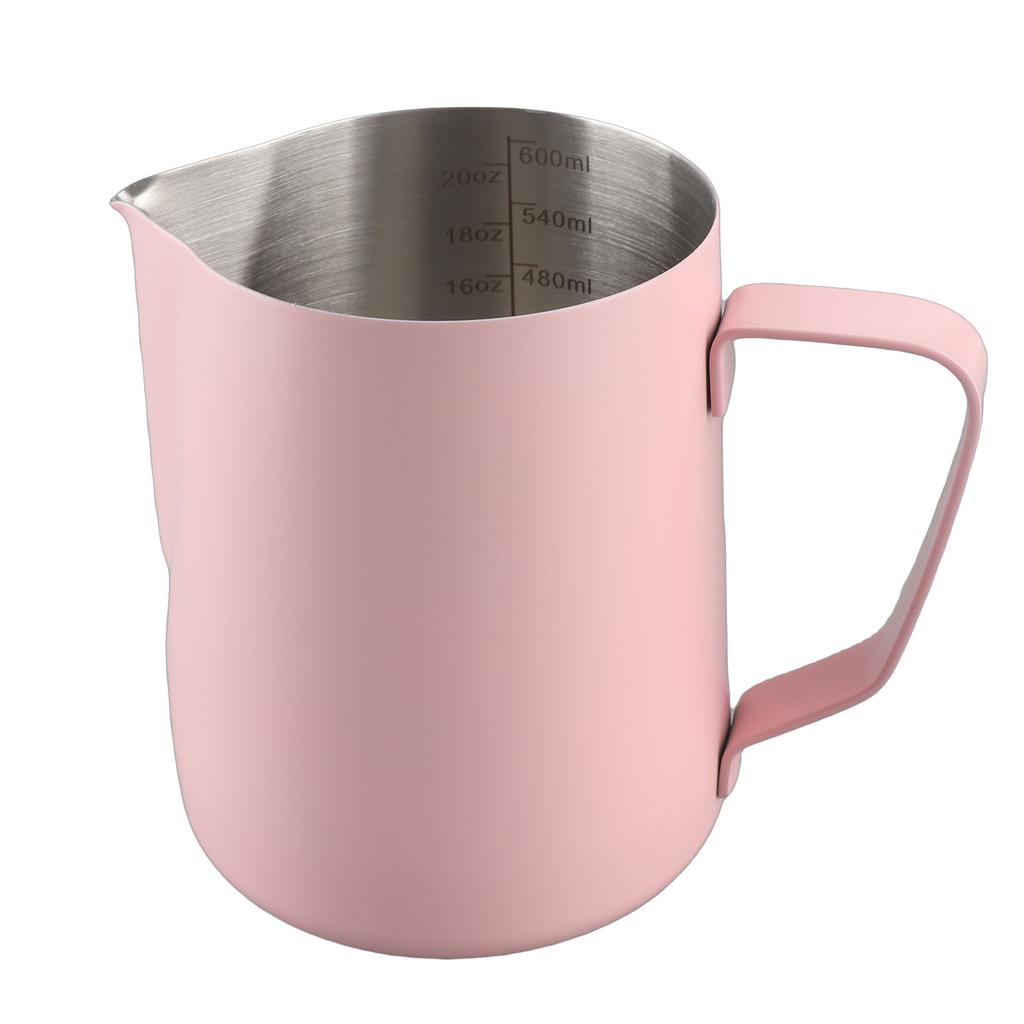 600ml Milk Frother Jug 304 Stainless Steel Coffee Frothing Cup Point Mouth Latte Art Pitcher with Scale for Home Kitchen Cafe