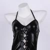 Latex Leather Underwear Women Hollow Bra Set Erotic Costumes Backless V Neck Baby Doll Dress Plus Size Corsets Sexy Lingerie Set