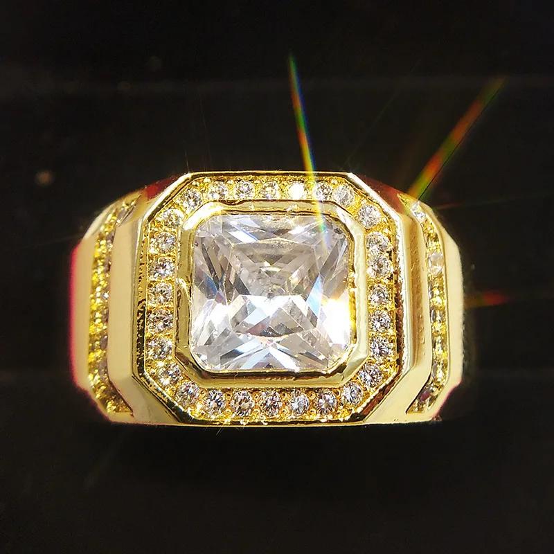 Fashion Weeding Rings for men Genuine Austria Crystal 18KRGP Gold Color anel For Women New Sale Hot full size 8 9 10 11 12 13