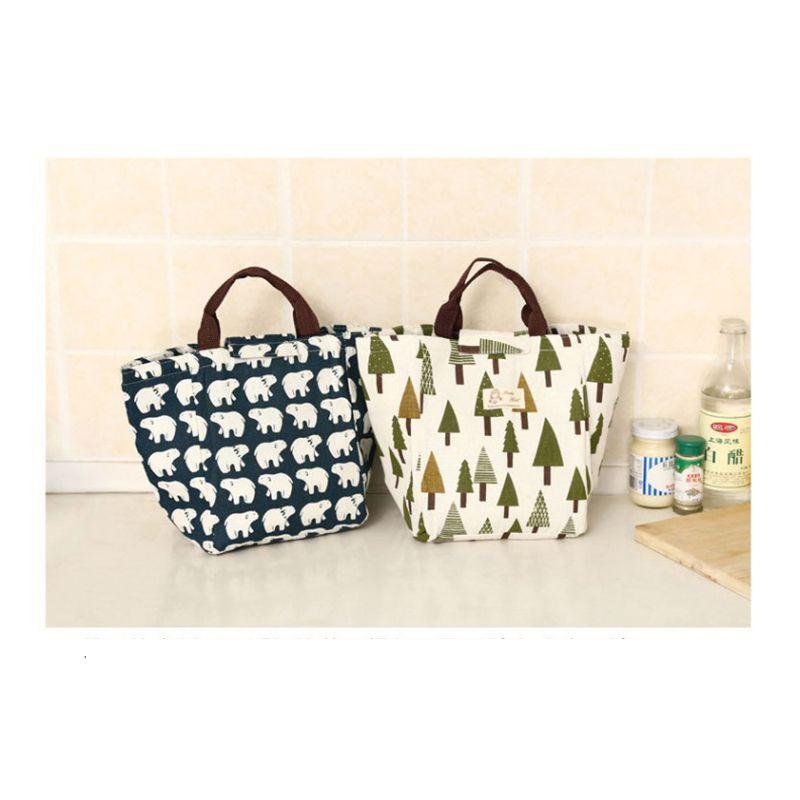 Charming Hedgehog And Whale Canvas Cooler Lunch Bag With Thermal Insulation