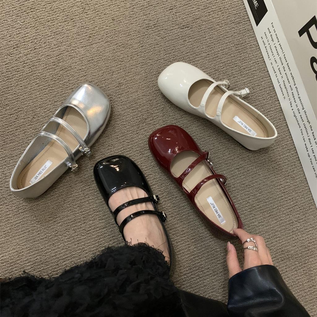 Fashion Bailamos Womens Flats Casual Lace-Up Square Toe Retro Flats Low Heels Mary Janes Shallow Leisure Shoes Ballet Shoes Mujer