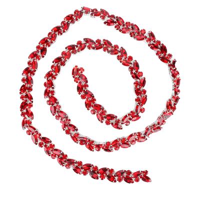 Cadena de Flores Ojo de Caballo Diamante de Cristal DIY Cordón de Zapato Accesorios de Decoración de Ropa Rojo Grande