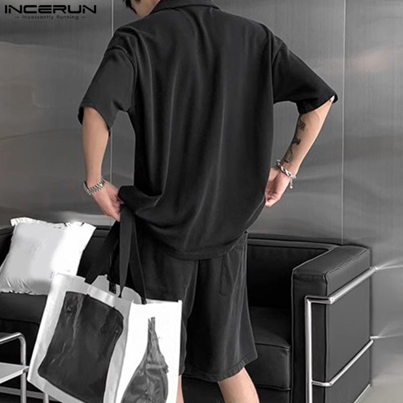 INCERUN 2PCS Men Summer Short Sleeve Tops Shorts Pants Casual Loose Outfits Sets