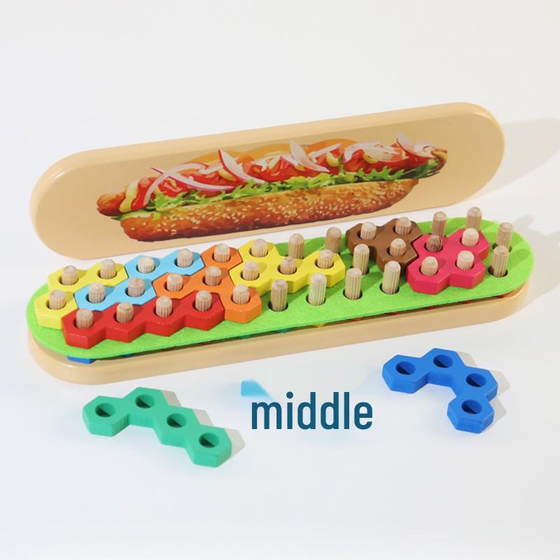 Wooden Hamburger Meal Pretend Play Set for Ages 2-4