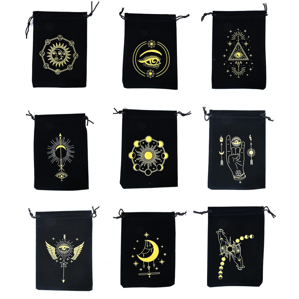 9 ks Sametový stahovací sáček na tarotové karty Sáček na uložení tarotových předmětů Sametový sáček se stahovací šňůrkou pro balení dárků na šperky z křišťálu