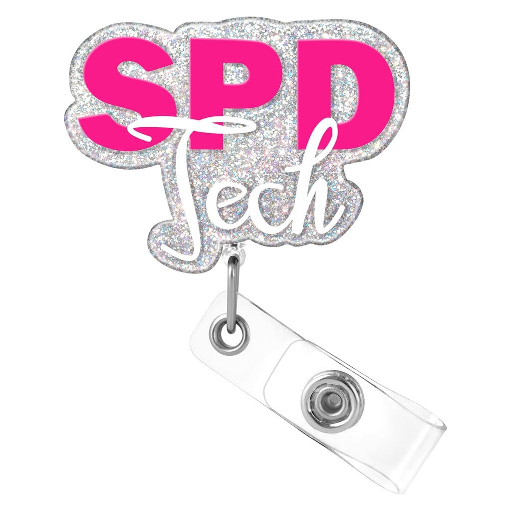Badge Reel With Belt Clip  Nurse Badge Reel  Department Name Tag Glitter Acrylic Badge Reel For Nurse