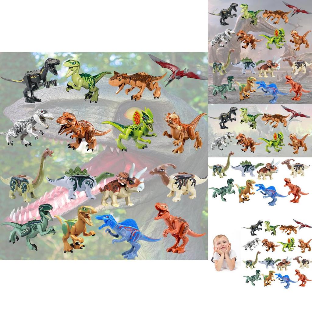 Moc Dinosaur Building Block Set Tyrannosaurus Rex Stegosaurus Pterodactyl Triceratops Velociraptor Diy Toy Bag