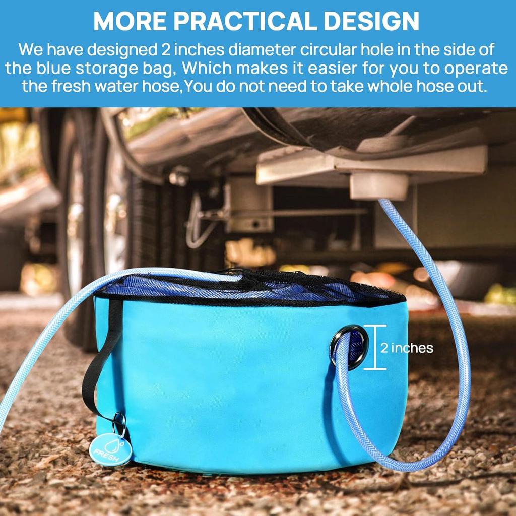 Wohnmobil-Schlauchaufbewahrungstasche im 3er-Pack, Wohnmobilzubehör für den Außenbereich, Gummi-Identifikationsanhänger für Frisch-/Schwarzwasser-Schlauchanschlüsse, Elektrokabel &