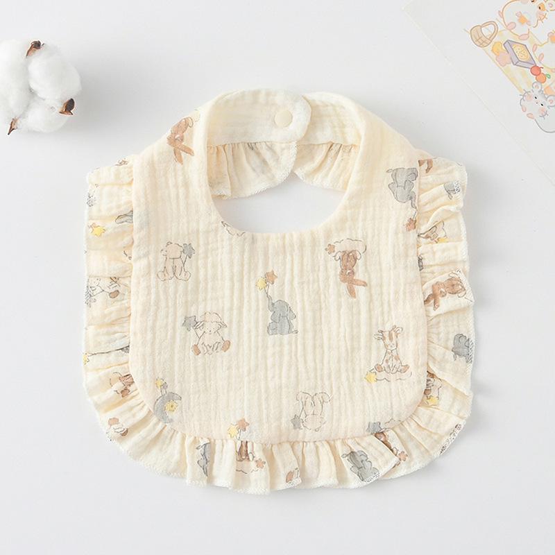 Ruffle Baby Drool Bibs: Pure Cotton Printed Lace Bibs