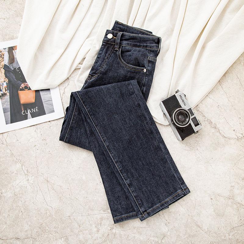 

High-Waisted Women s Cigarette Jeans: New Spring Style, Slimming, Elastic, Body-Hugging, 9/10 Length, Internet Trend, Small Straight Leg. Large