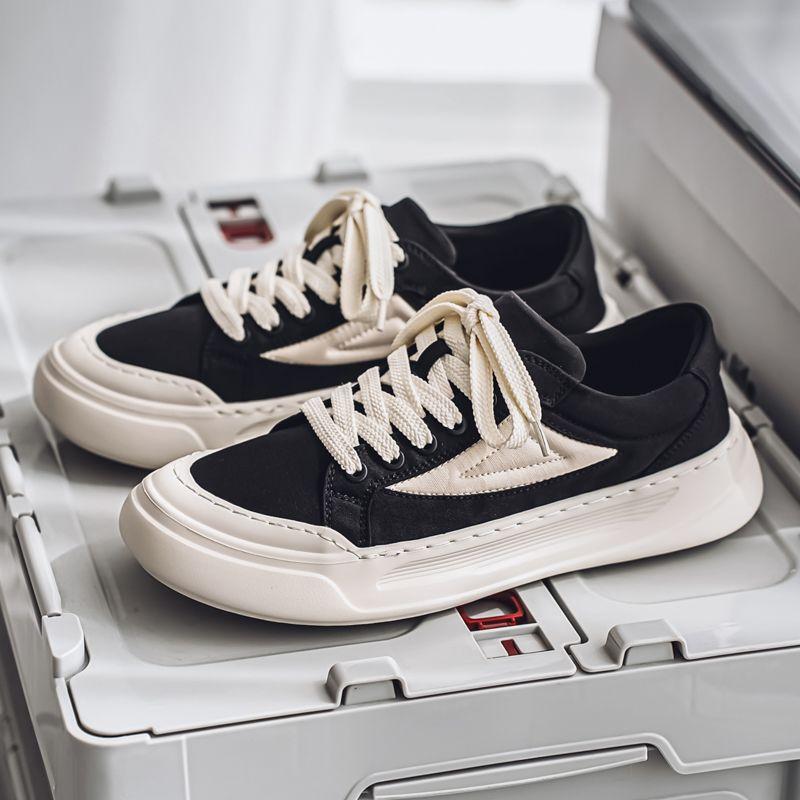 Fashion Men's Casual Shoes Lace-up Canvas Height Increasing Platform Sneakers Flat Elegant Fashion 2025 Size 44 Common New In Male Shoe