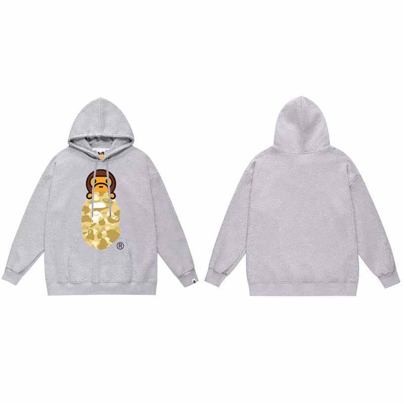 Mens Oversized Hooded Sweatshirt With Ape Head Print Heavyweight Cotton Long Sleeve Pullover Daily Wear
