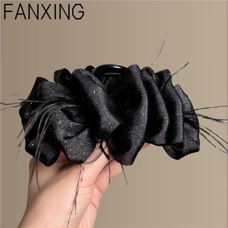 

Korean Style 2025 Feather Hair Claw Clip for Women s Updo - Shark & Cloud Design Standard