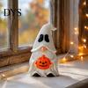 Creative Holiday Present Halloween Ghost Gnome Figurine, Pumpkin Desk Ornament, 3D Printed Desktop Figurine Ornaments Mini Statue for Home Shelf