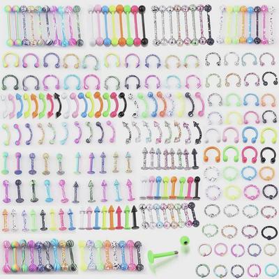 10 Anelli per Naso Multicolore in Acciaio Inossidabile e Studs CBR per Labbro e Sopracciglio, Gioielli Piercing a C per Osso dell'Orecchio