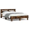 LED Backlit Bed Frame with Headboard Smoked Oak 120x200 cm