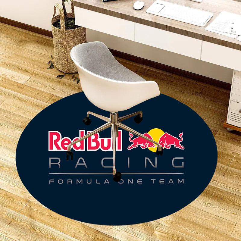 1pz Tappeto Rotondo Logo Team Formula Uno Red Bull Racing, Realizzato in Poliestere, Perfetto per Decorare Sedie da Ufficio, Soggiorni fplt093
