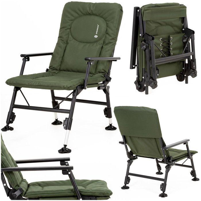 Springos Folding Chair – Camping, Fishing, Beach, 5 Positions, Up To 140 Kg with Table