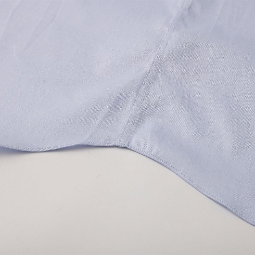 HITOYOSHI Easy Care Shirt Long Sleeve 10 Sizes Hitoyoshi Dress Shirt Cotton LB-W2 [Semi-Wide/Blue Twill/39-80] Men's 100%