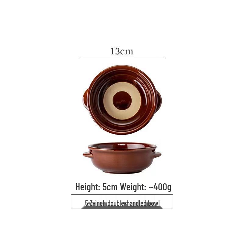Zhishi Ceramic Double-Handled Restaurant Serving Bowl