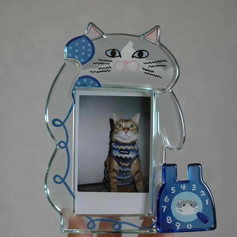 

3 Inch Acrylic Photo Frame - Cute Creative Desktop Decor Ideal Pet Lover Gift Home Office Decor синій