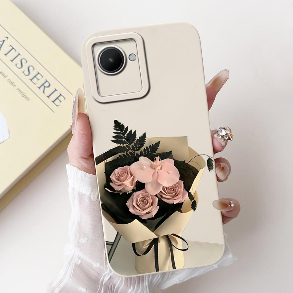 For Realme C30 C30s Beautiful Bow Rose Painting Phone Case For Realme C30 C30S Soft Silicone Cases