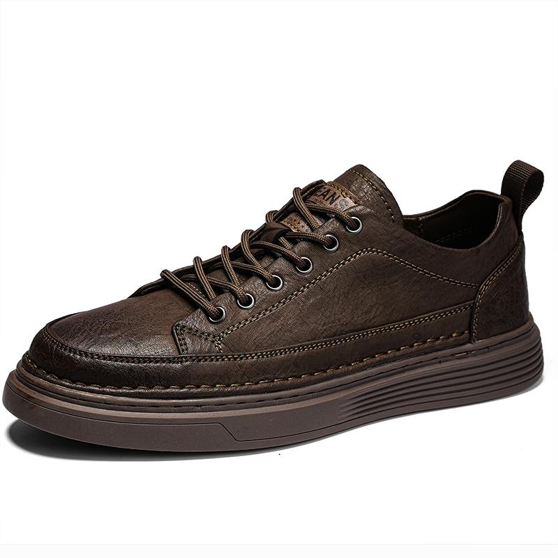 Mens Casual Shoes Fashion Breathable White Shoes High Quality Leather Skate Shoes Luxury Brand Lace Up Handmade Designer Shoes