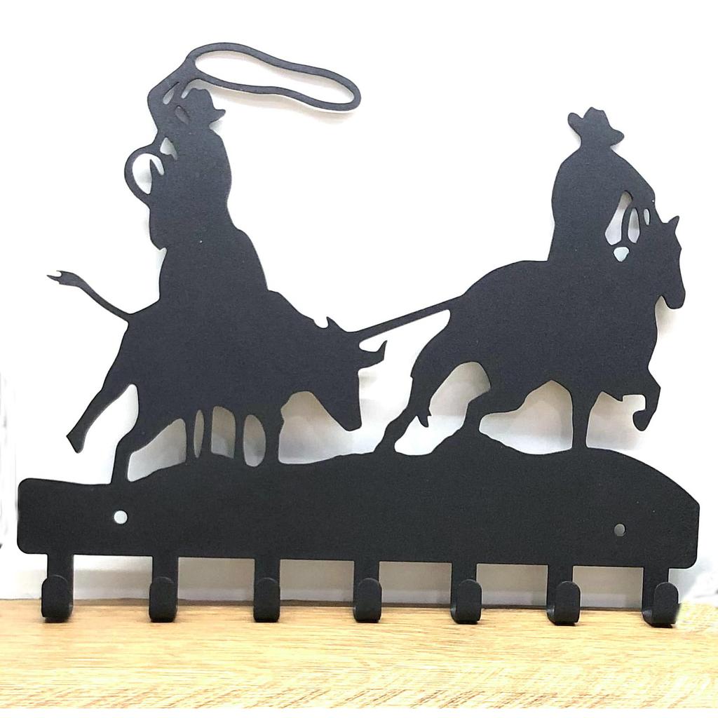 RSINC Robuster Cowboy-Rundup Schlüsselhalter / Kleiderhaken / Dekorativer Metallhaken / Handtuchhalter / Badezimmerhaken / (Schlüsselhalter mit 7 Haken) | D2 Schlüsselanhänger