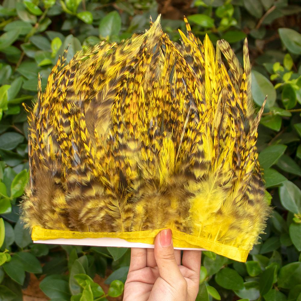 Feather1Meter Dyed Rooster Chicken Feather Trim 4-6inch Natural Pheasant Plumes for Fringe Ribbon Craft DIY Sewing Clothing Dress Decor