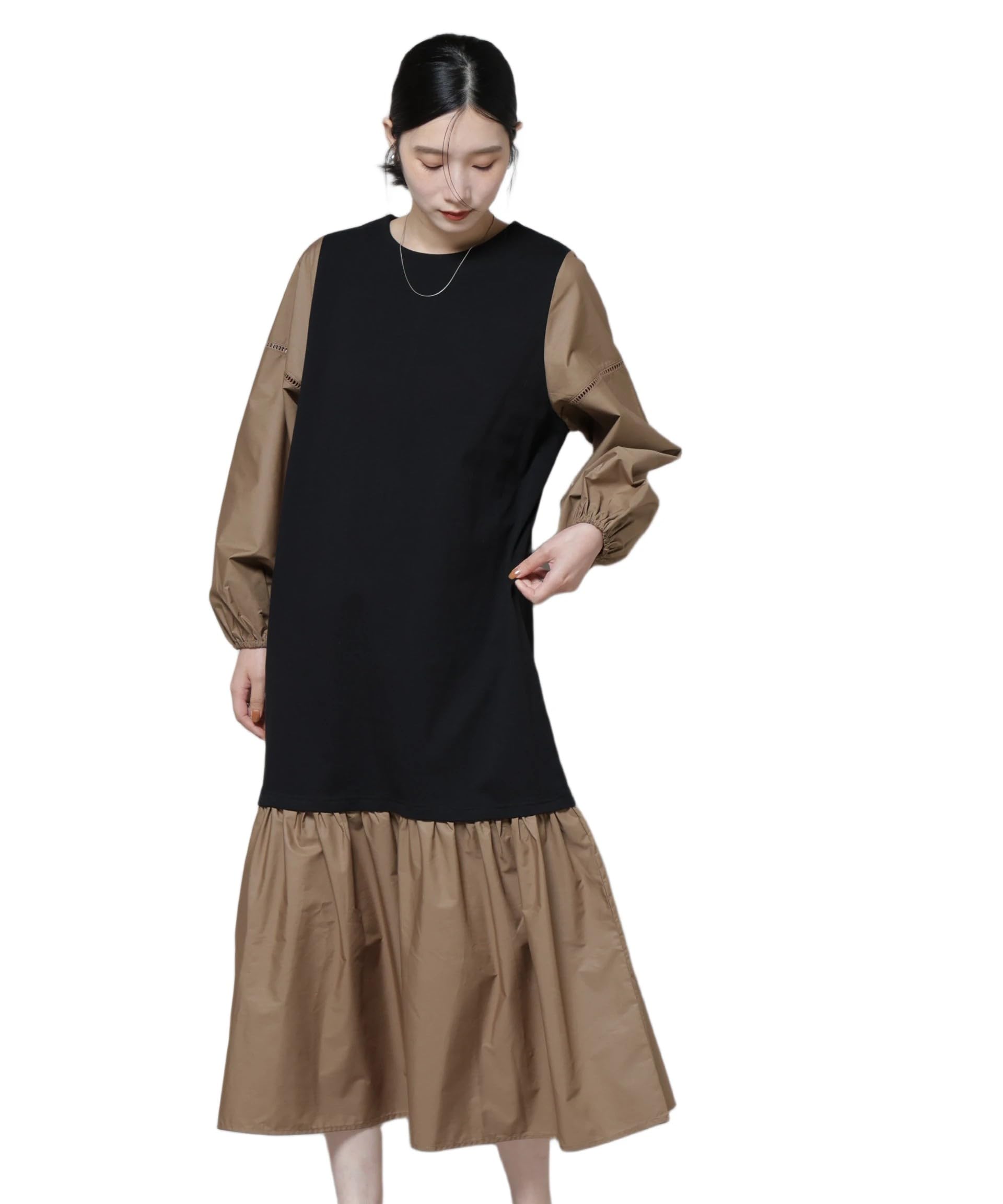 

Платье Nano Universe с рукавами из кружева-лесенки, женский материал смешанного размера, черный, 010, 673-5219315