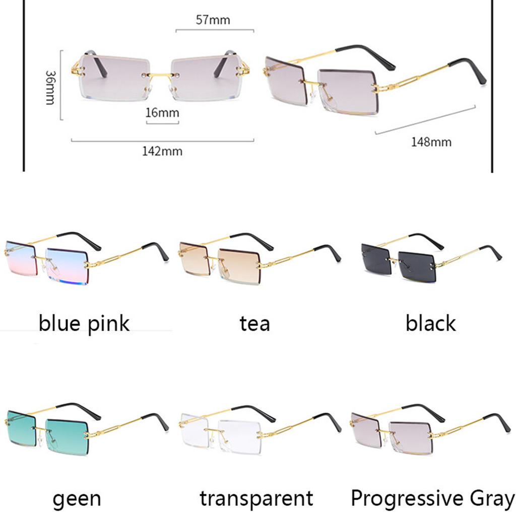 Rimless Sunglasses Ocean Film Progressive Film Sunglasses Metal Square Fashion Sunglasses Women's Sunglasses